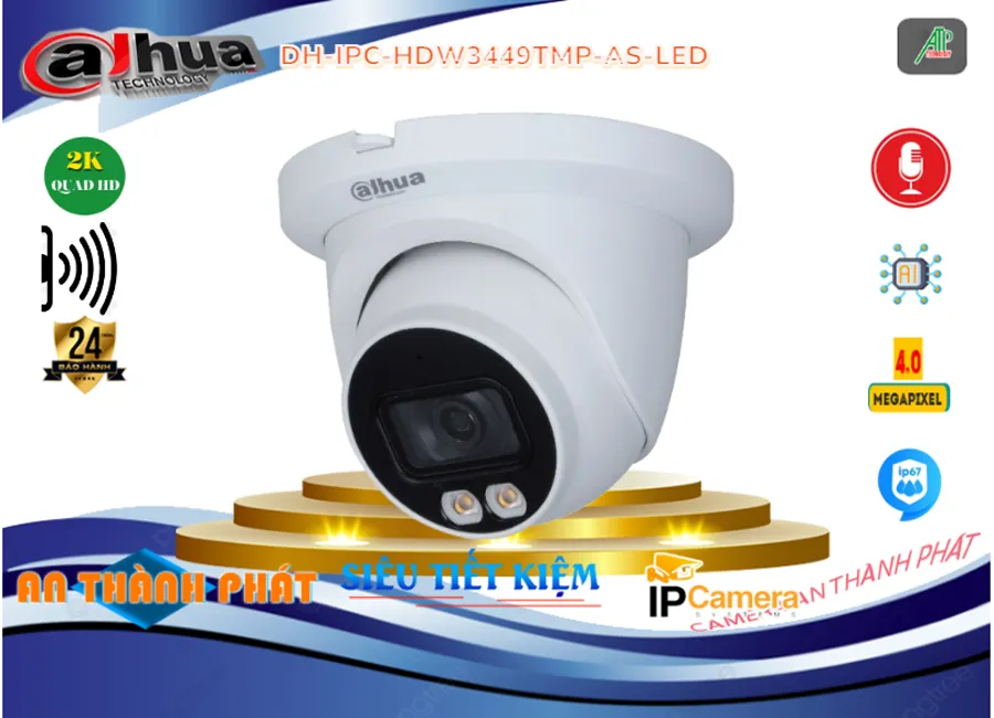 Camera IP Dahua DH,IPC,HDW3449TMP,AS,LED,DH IPC HDW3449TMP AS LED,Giá Bán DH,IPC,HDW3449TMP,AS,LED sắc nét Dahua