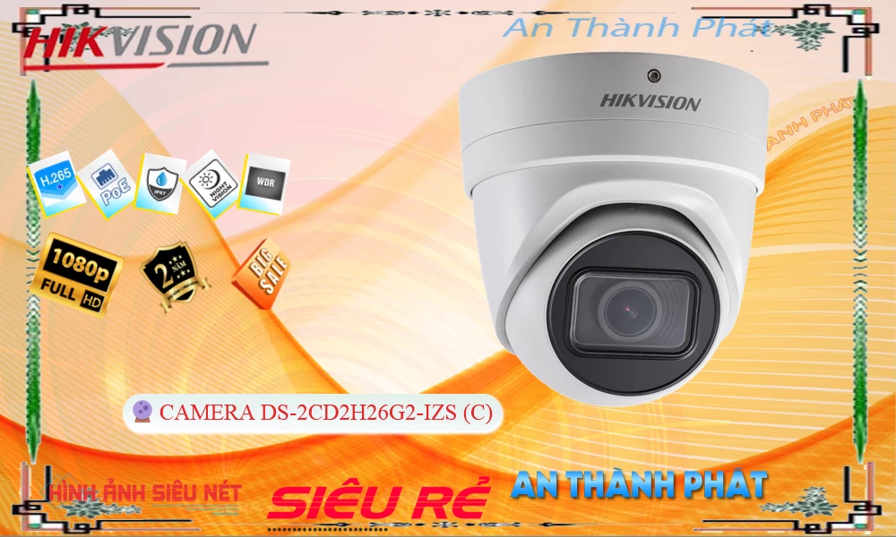 ۞  Camera DS-2CD2H26G2-IZS(C)  Hikvision Thiết kế Đẹp