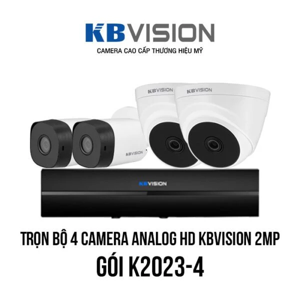 Trọn bộ 4 camera HD Kbvision 2MP