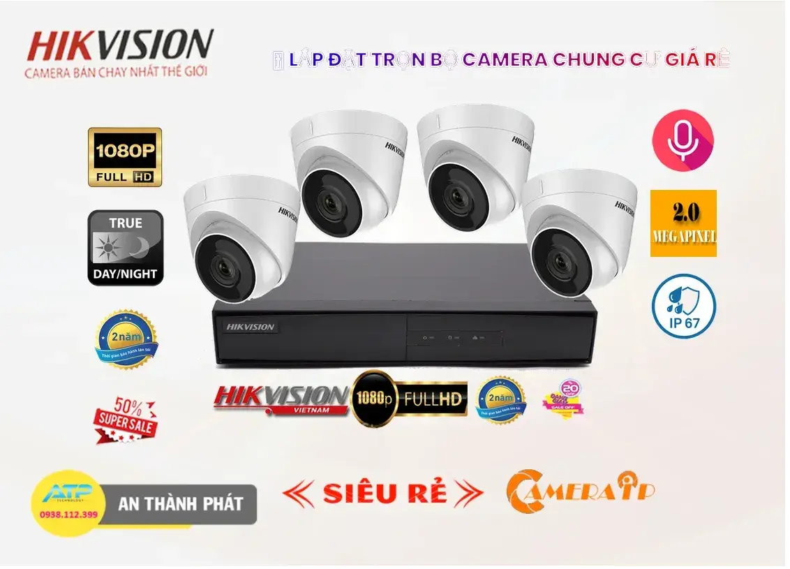 Lắp đặt camera Lắp camera cửa hàng 4 kênh ip hikvision