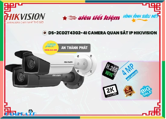 Lắp đặt camera Camera  Hikvision DS-2CD2T43G2-4I Sắt Nét ❂ 