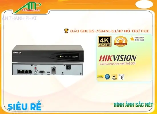 Lắp đặt camera Đầu Thu Hikvision DS-7604NI-K1/4P