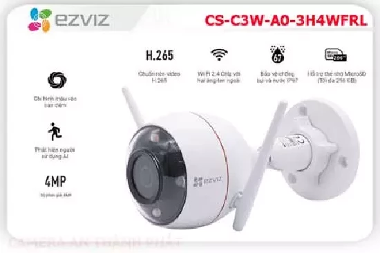  Camera EZVIZ CS-C3W-A0-3H4WFRL,Camera EZVIZ CS-C3W-A0-3H4WFRL là dòng camera wifi với độ phân giải 4 MegaPixel (2560 x 1440 max 30fps) cùng trang bị ống kính 2.8mm @ F1.6 nên người dùng có thể xem được toàn cảnh khu vực rộng lớn một cách chi tiết và rõ nét. Vì thế, dòng camera EZVIZ không dây chính hãng này là sản phẩm lý tưởng để lắp đặt cho các khu vực ngoài trời như cổng ngõ, sân nhà, hành lang, bãi đậu xe,…