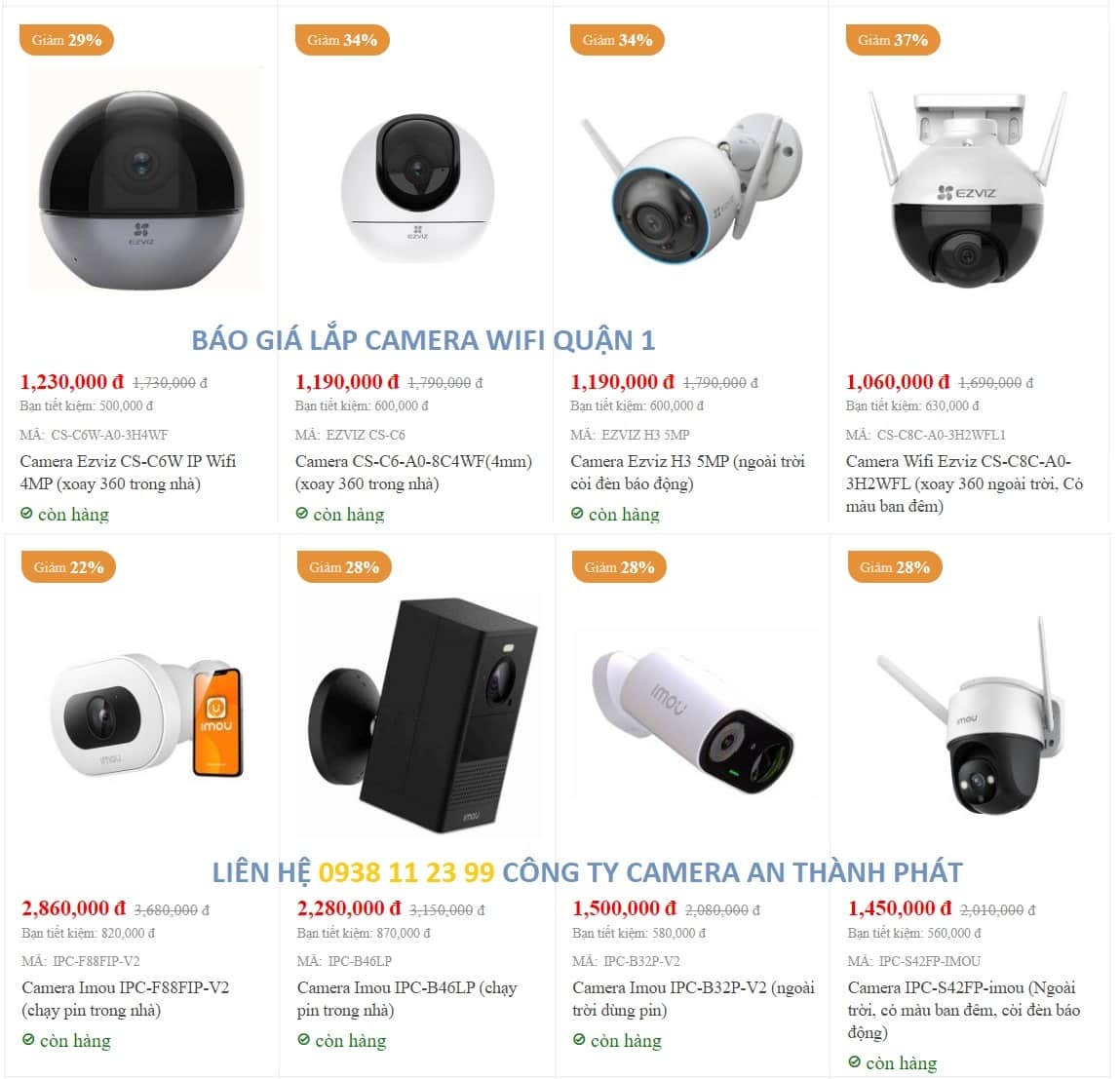 báo giá lắp camera wifi tại quận 1