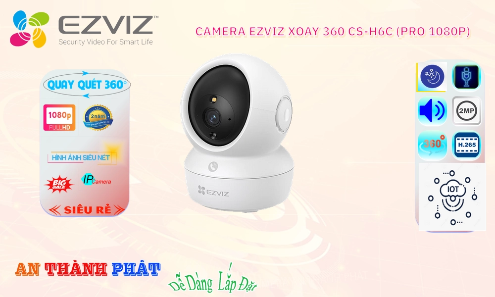 Camera Wifi IP Wifi Ezviz CS-H6c (Pro 1080P) Mẫu Đẹp
