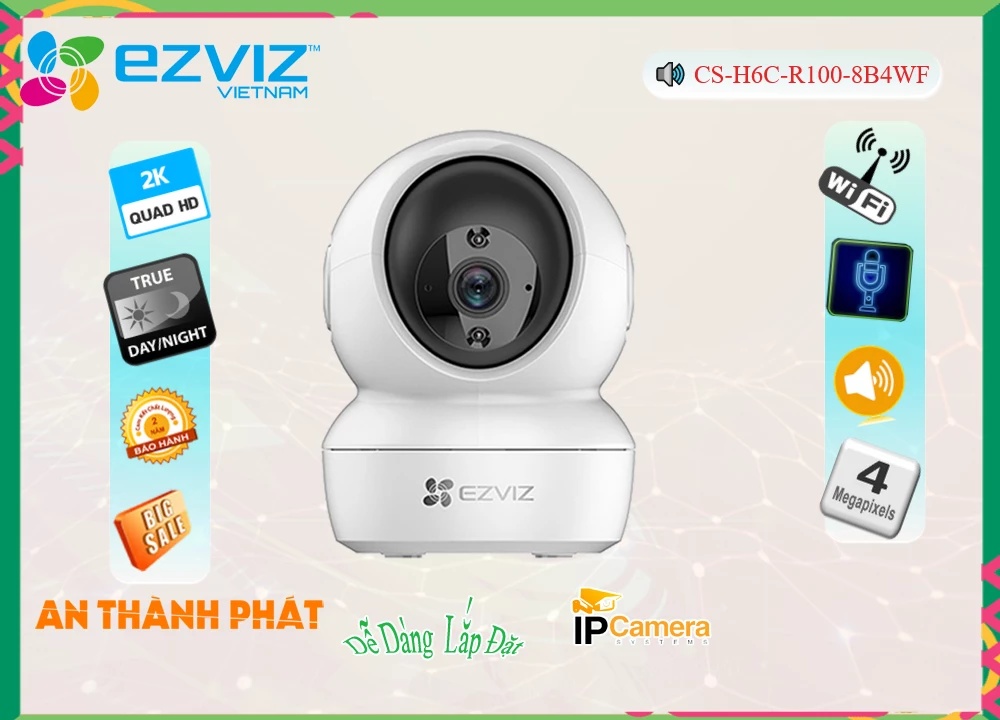 Camera Wifi Ezviz CS-H6c-R100-8B4WF,Giá CS-H6c-R100-8B4WF,CS-H6c-R100-8B4WF Giá Khuyến Mãi,bán