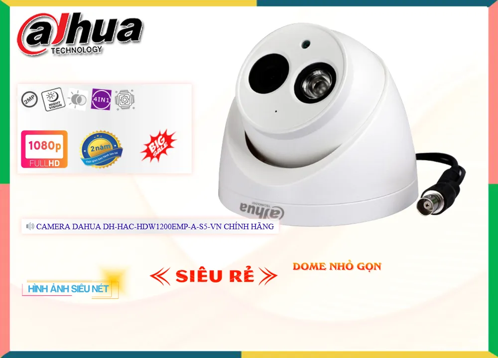 Camera Dahua DH-HAC-HDW1200EMP-A-S5-VN,DH-HAC-HDW1200EMP-A-S5-VN Giá Khuyến Mãi,DH-HAC-HDW1200EMP-A-S5-VN Giá