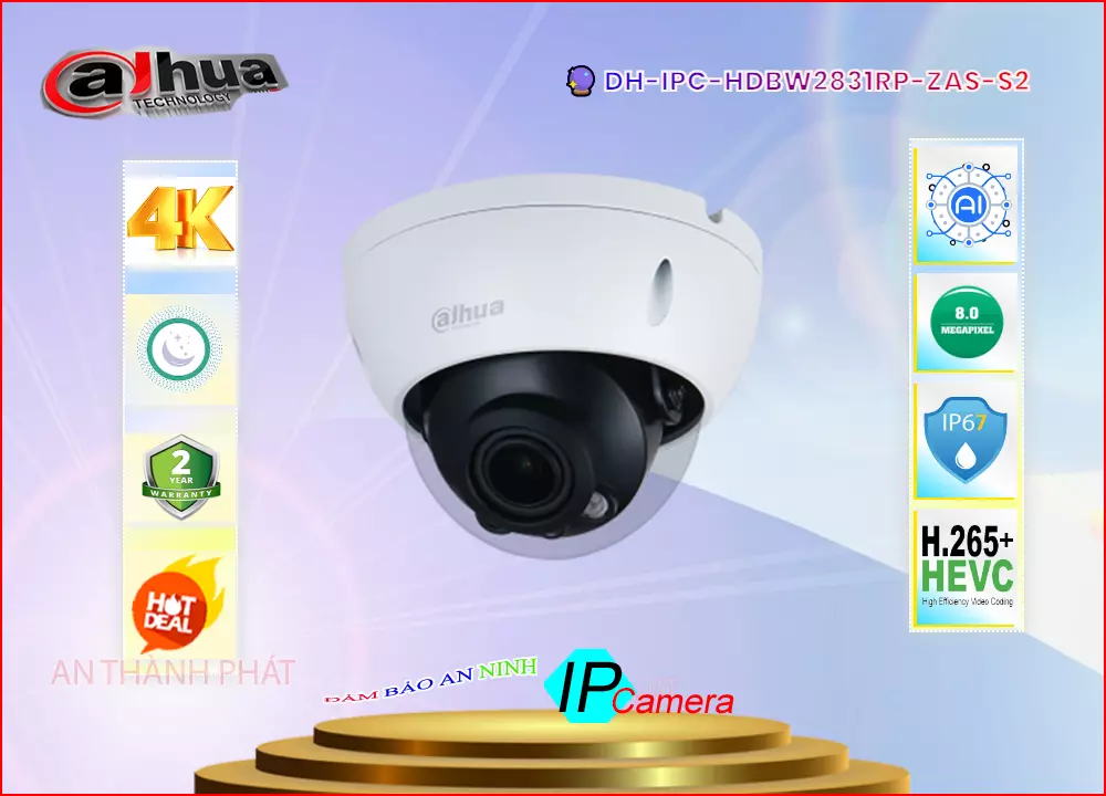 Camera IP Dahua DH-IPC-HDBW2831RP-ZAS-S2,DH IPC HDBW2831RP ZAS S2,Giá Bán