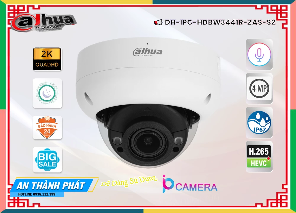 Camera Dahua DH-IPC-HDBW3441R-ZAS-S2,Giá DH-IPC-HDBW3441R-ZAS-S2,phân phối