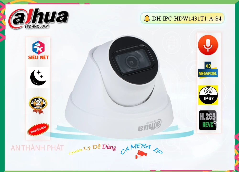 Camera Dahua DH-IPC-HDW1431T1-A-S4,DH-IPC-HDW1431T1-A-S4 Giá rẻ,DH-IPC-HDW1431T1-A-S4 Giá Thấp Nhất,Chất Lượng