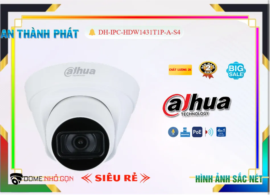 Camera Dahua DH-IPC-HDW1431T1P-A-S4,DH-IPC-HDW1431T1P-A-S4 Giá rẻ,DH IPC HDW1431T1P A S4,Chất Lượng