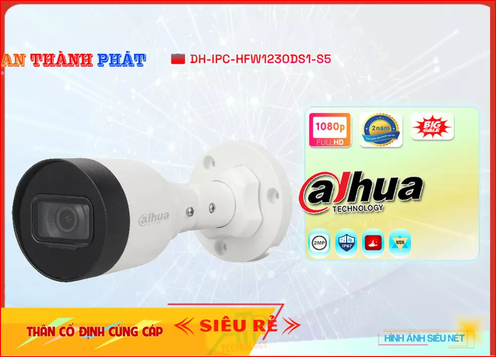 DH IPC HFW1230DS1 S5,Camera IP DH-IPC-HFW1230DS1-S5 Ngoài Trời,DH-IPC-HFW1230DS1-S5 Giá rẻ,DH-IPC-HFW1230DS1-S5 Công