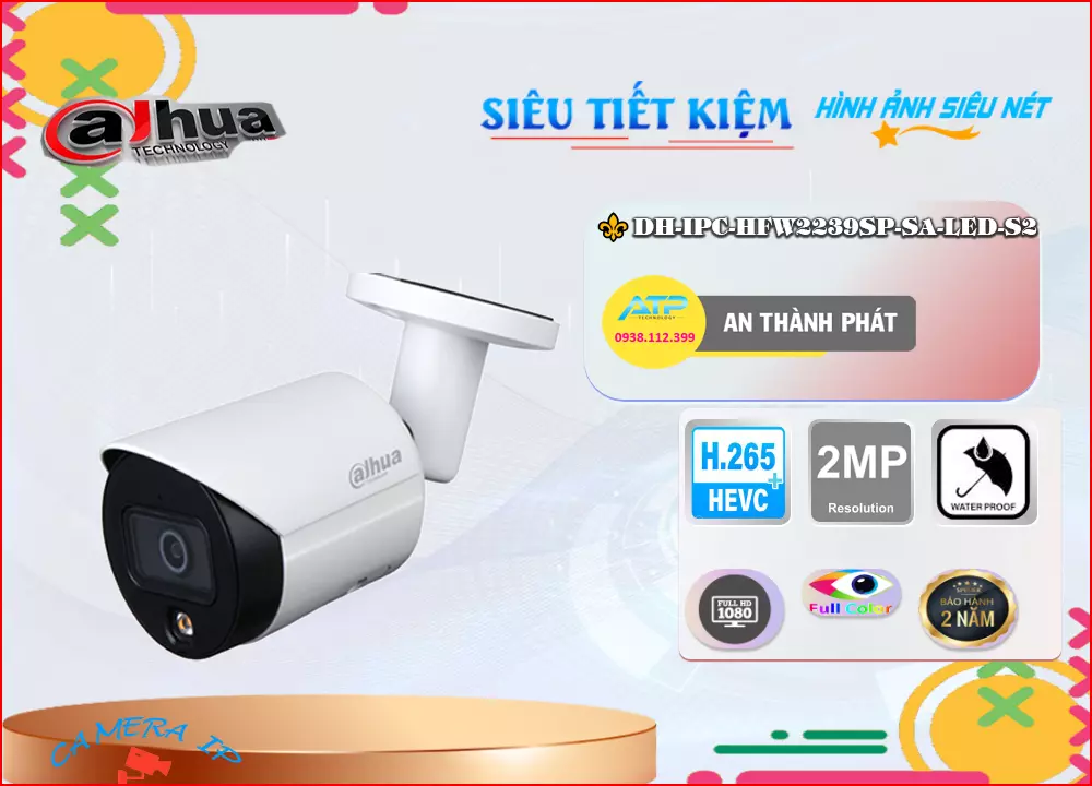 Camera IP Dahua DH-IPC-HFW2239SP-SA-LED-S2,Giá DH-IPC-HFW2239SP-SA-LED-S2,phân phối