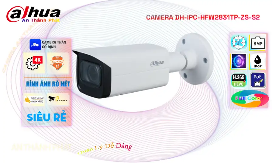 DH-IPC-HFW2831TP-ZS-S2 sắc nét Dahua