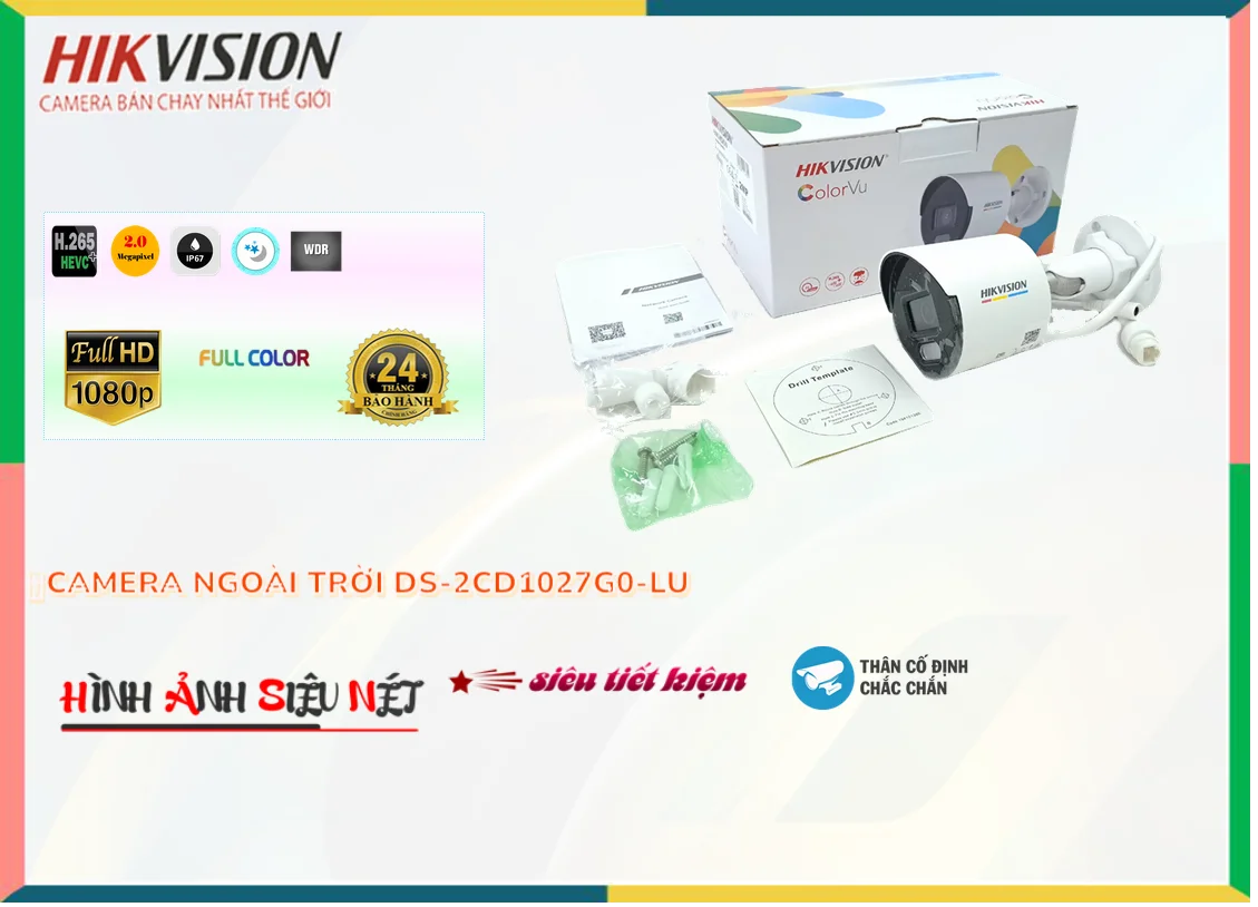 DS 2CD1027G0 LU,Camera Hikvision Full Color DS-2CD1027G0-LU,Chất Lượng DS-2CD1027G0-LU,Giá Công Nghệ IP