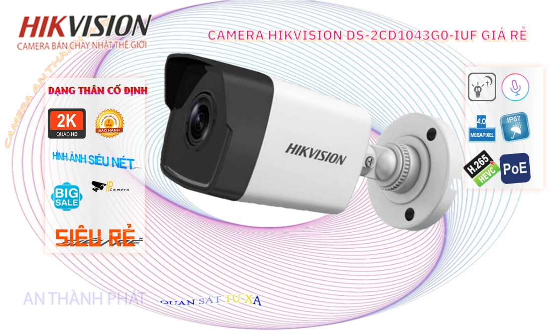 DS-2CD1043G0-IUF Camera  Hikvision Sắt Nét