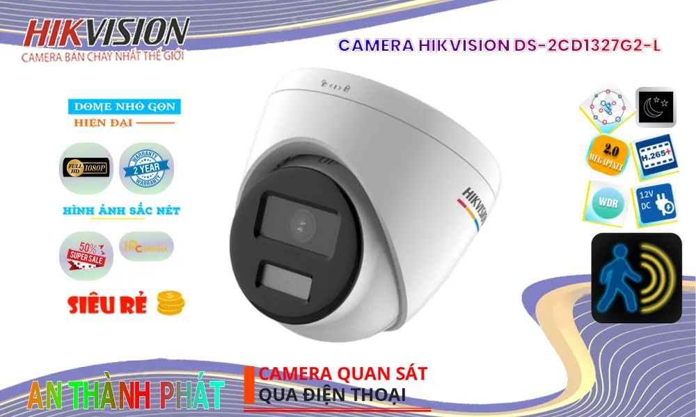 DS-2CD1327G2-L Camera  Hikvision Sắt Nét ❇