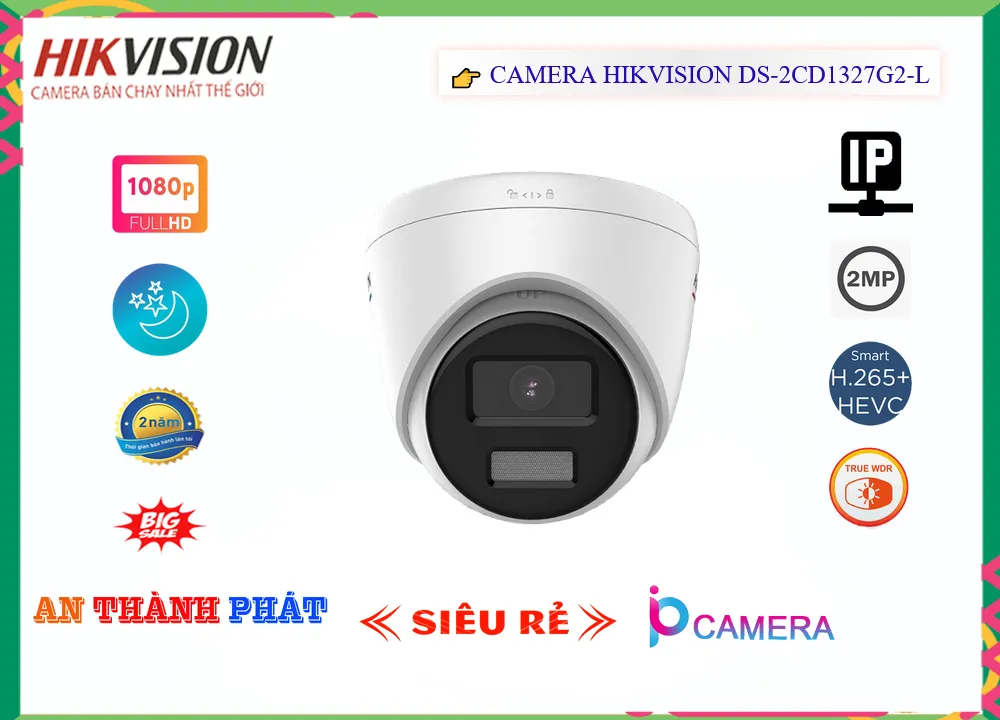 DS-2CD1327G2-L Camera  Hikvision Sắt Nét ❇