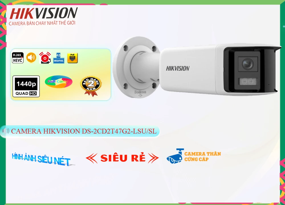Camera Báo Động Hikvision DS-2CD2T47G2-LSU/SL,DS-2CD2T47G2-LSU/SL Giá rẻ,DS 2CD2T47G2 LSU/SL,Chất Lượng