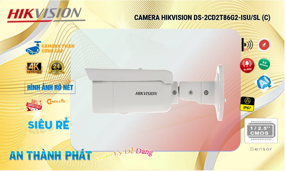 Camera  Hikvision DS-2CD2T86G2-ISU/SL(C) Tiết Kiệm