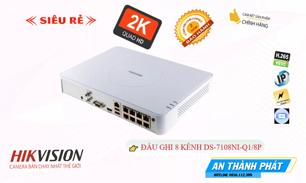 Đầu Thu DS-7108NI-Q1/8P Hikvision Đầu Thu DS-7108NI-Q1/8P Hikvision