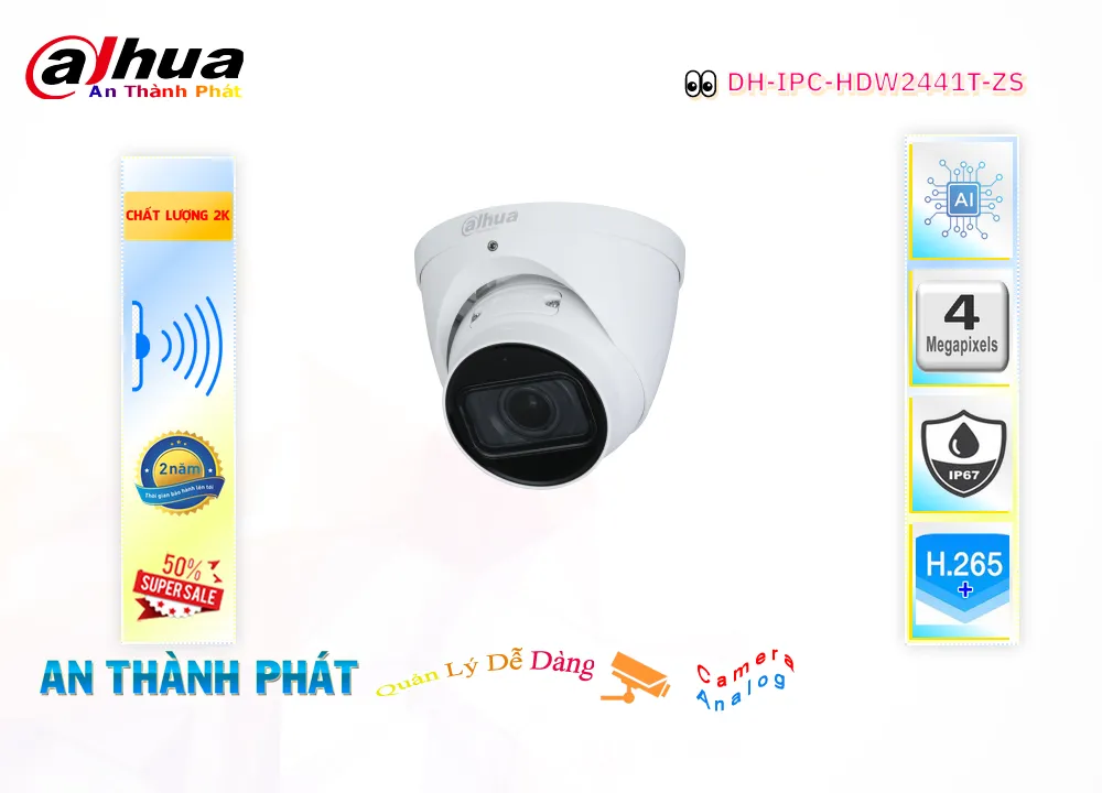 Camera ip DH-IPC-HFW2441TP-ZS công nghệ AI,thông số DH-IPC-HFW2441TP-ZS,DH-IPC-HFW2441TP-ZS Giá rẻ,DH IPC HFW2441TP