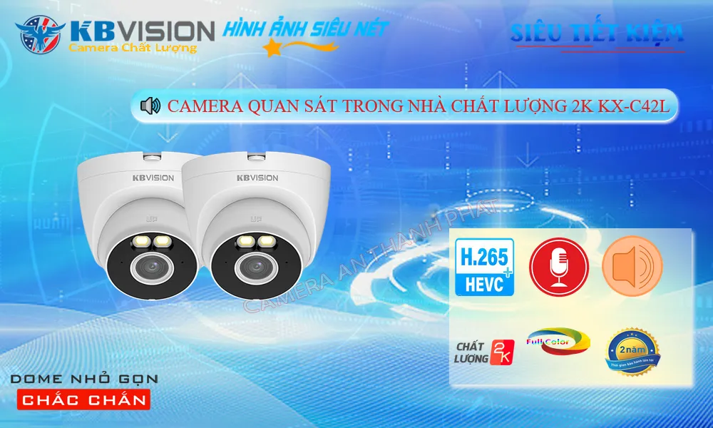 Camera Wifi trang bị đặt biệt Báo động qua điện thoại khi có chuyển động KBvision KX-C42L Mẫu Đẹp Camera Wifi trang bị đặt biệt Báo động qua điện thoại khi có chuyển động KBvision KX-C42L Mẫu Đẹp