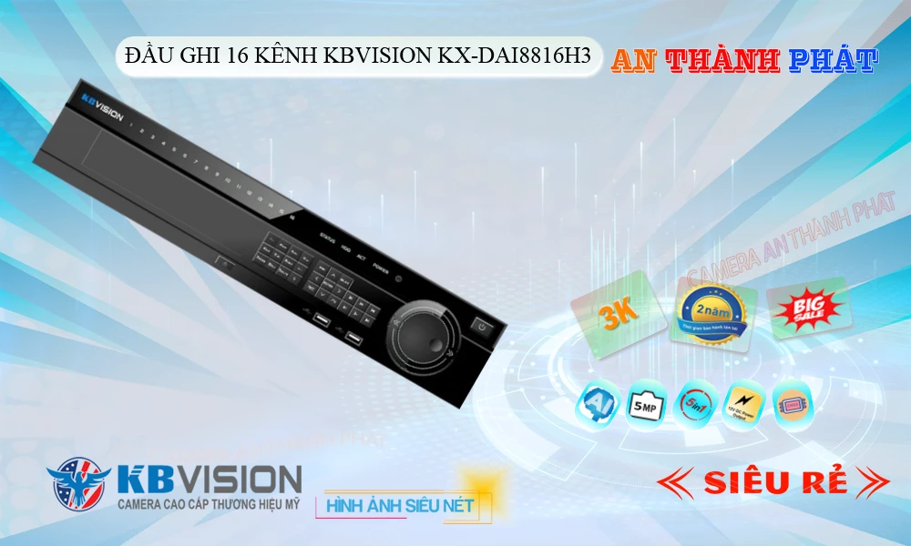 Đầu Ghi  KBvision Thiết kế Đẹp KX-DAi8816H3