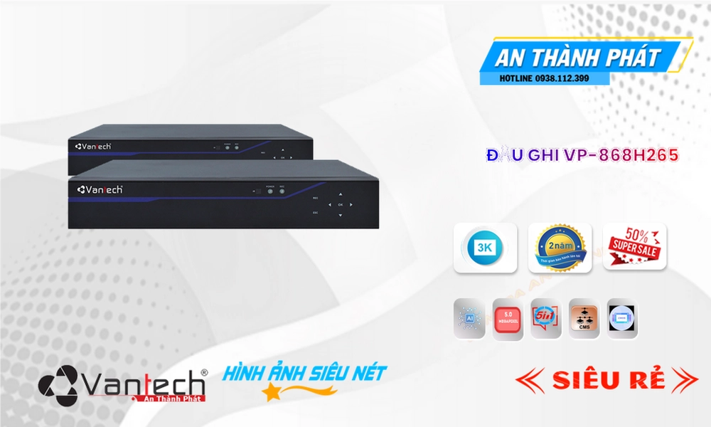 Đầu Ghi Camera VP-868H265 VanTech Giá rẻ Đầu Ghi Camera VP-868H265 VanTech Giá rẻ
