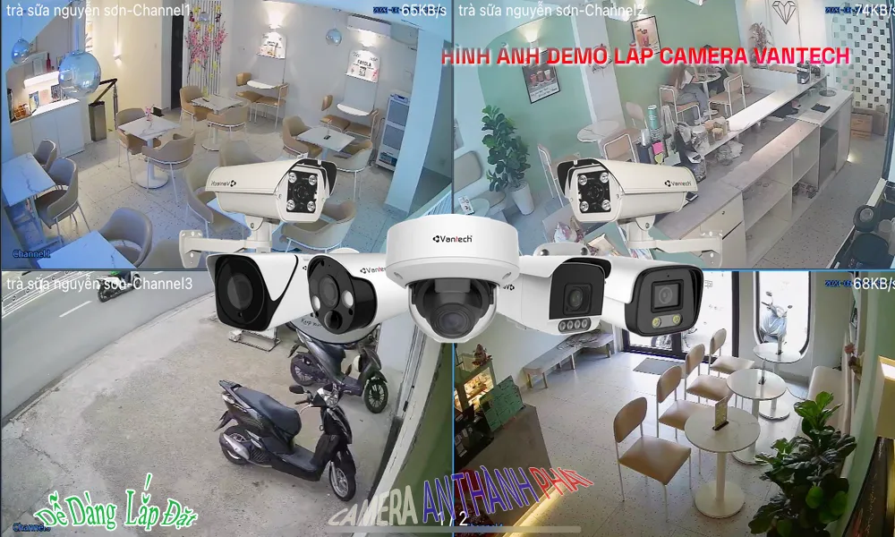 Hình ảnh demo camera vantech lắp đặt ở quán trà sữa