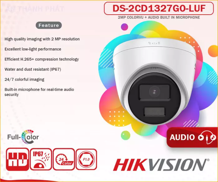 Camera IPDOME HIKVISION DS 2CD1327G0 LUF